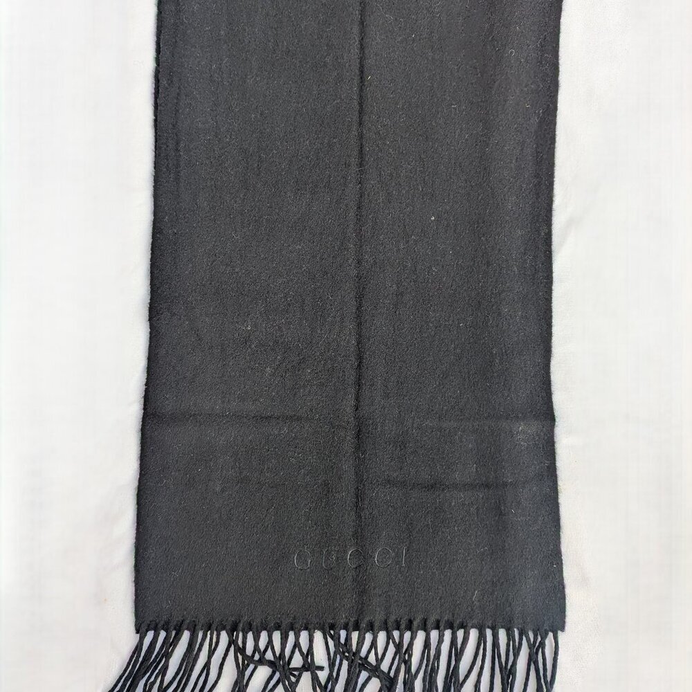 Gucci Authentic Scarf Black 100% Cashmere Unisex Scarf Made in Italy. - Picture 3 of 8
